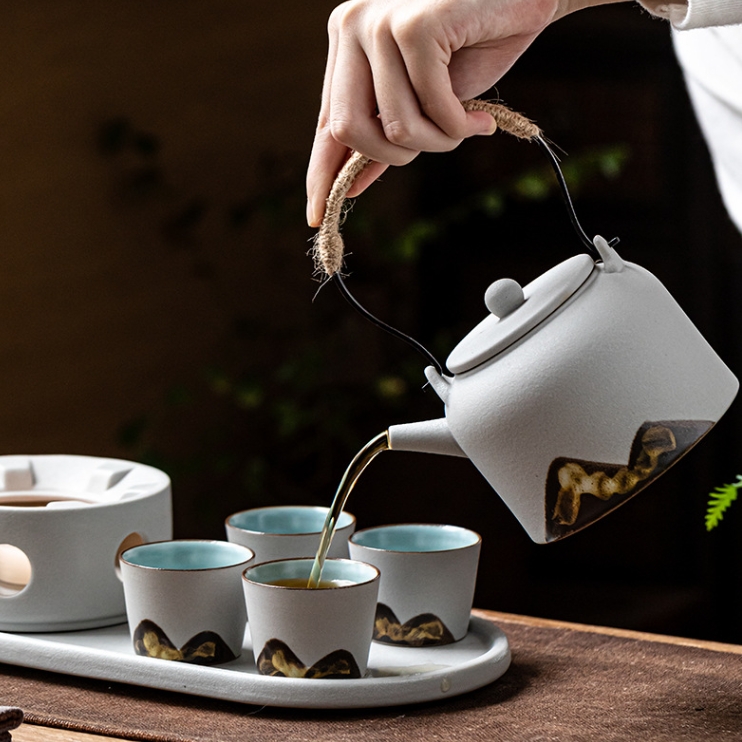 Japanese Zen Office Guest Tea Kettle Tray Small Gift Porcelain Tea