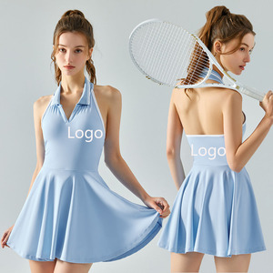 Robes de tennis et de padel pour femmes, personnalisables avec logo, bicolores, style polo, dos nu rembourré, jupe plissée élégante, pour pickleball, vente en gros - Product Image 1
