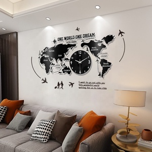 Reloj de pared de lujo para decoración del hogar, hierro metálico, grande, 3D, luminoso, <span class=keywords><strong>mapa</strong></span> del <span class=keywords><strong>mundo</strong></span>, arte de pared, compra de Relojes de pared nórdicos - Product Image 4