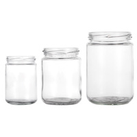 Botol kaca kaleng buah madu transparan bulat, botol penyimpanan makanan dapur 350ml 500ml 1000ml