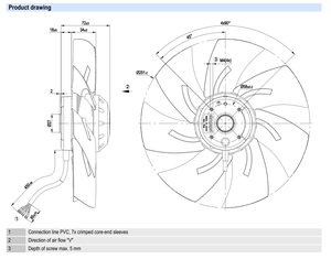 Ventilador Axial de CA ebm-papst A2D250-AH02-01 de 250 mm, Ventilador de Refrigeración Industrial para Sistemas HVAC - Product Image 4