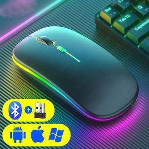 เมาส์บลูทูธแบบสองโหมด เมาส์ไร้สายแบบออปติคอล 2.4GHz พร้อมตัวรับสัญญาณ USB ชาร์จได้ RGB 2.4G เมาส์ไร้สายแบบออปติคอลสำหรับเล่นเกม - Product Image 2