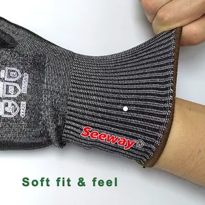 Seeway A5-rated HPPE Handschuhe mit Edelstahl draht und PU-Beschichtung, Treffen TDM Level E für Schnitt widerstand