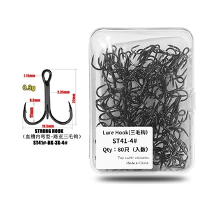 14 #-3/<span class=keywords><strong>0</strong></span> # Appâts de pêche <span class=keywords><strong>3X</strong></span> Strong ST41 Black Nickel Blood Tank Treble Hook Anchor Fish Hook avec Barb - Product Image 1