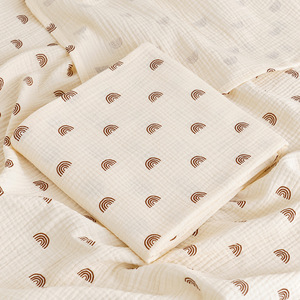 Serviette <span class=keywords><strong>de</strong></span> bain plissée en <span class=keywords><strong>coton</strong></span> <span class=keywords><strong>de</strong></span> couleur unie, double couche, en <span class=keywords><strong>gaze</strong></span> douce, couverture d'emmaillotage d'été pour nouveau-né - Product Image 3