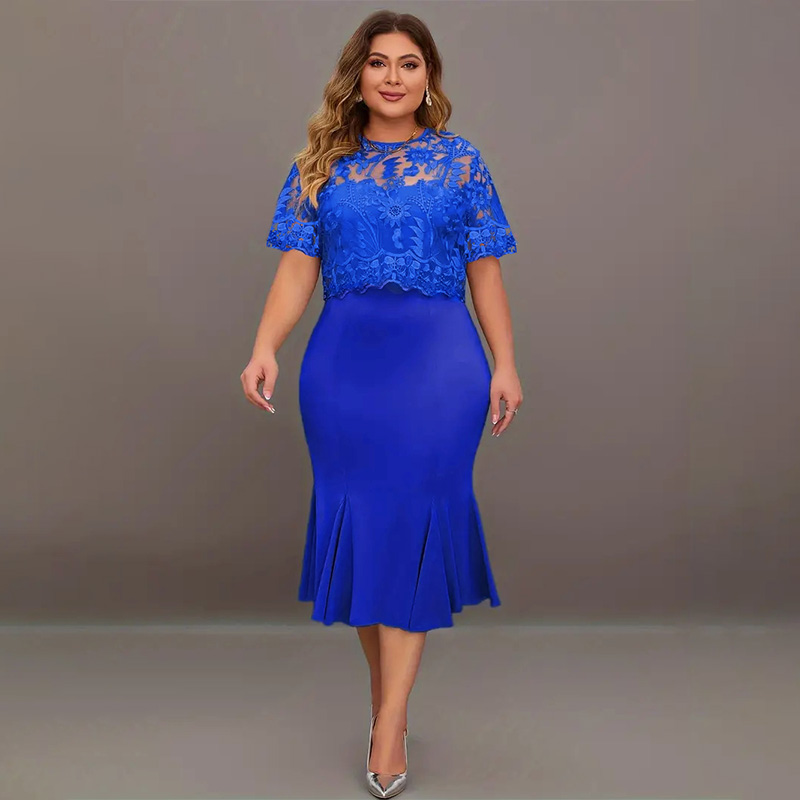 Abito da cerimonia blu a sirena per la madre della sposa