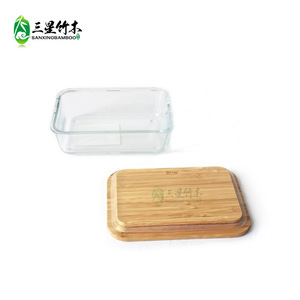 Customizable <b>bamboo</b> and wood lids, square sealing silicone ring food storage <b>container</b> lids, glass and stainless steel lunch - Product Image 4