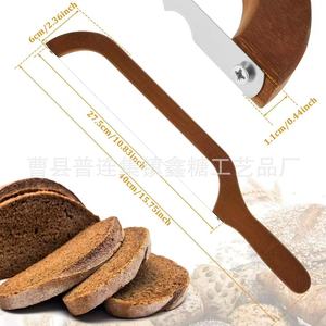 Solid Wood <b>Bread</b> <b>Knife</b> 12 In Stainless Steel Serrated Blade For Baking Kitchen Baguette Cutting - Product Image 5