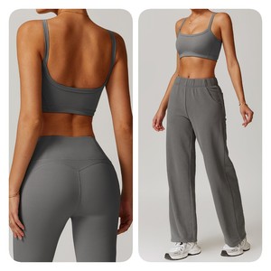 Completo Sportivo Autunno Inverno da Donna, 5 Pezzi, Maniche Lunghe, Leggings a Vita Alta, Pantaloni Larghi per Yoga e Fitness - Product Image 5