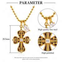 Collier croix en acier inoxydable ARNAN pour femme, plaqué or 18 carats, pendentif en relief, chaîne rétro superposée, bijoux tendance, cadeau d'anniversaire