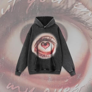 Hiver, Sweat à capuche en coton coupe ample, imprimé motif personnage à grande bouche, style rétro hip-hop américain, parodie, High Street - Product Image 2