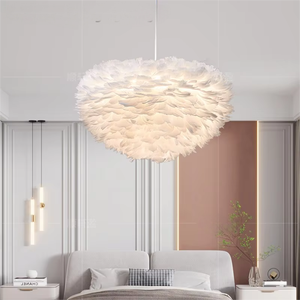Lampada a Sospensione di Lusso con Piume, Illuminazione da <span class=keywords><strong>Soffitto</strong></span> Creativa e Minimalista per Hotel, Matrimoni e Camere da Letto - Product Image 5