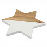 Planche à découper en bois d'acacia et marbre en forme d'étoile, plateau de service bicolore pour fromages, charcuterie, apéritifs et fêtes