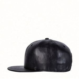 Gorra de Hip Hop para Hombre, Estilo Urbano, Versátil, de Cuero Negro, con Visera Plana, Gorra Moderna - Product Image 5