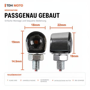 Mini Motorfiets Richtingaanwijzer Zinklegering Blinker 1.24W 12V IP65 Waterdicht M8 Bolt Universele LED Indicator Scooter Universal Fit - Product Image 3