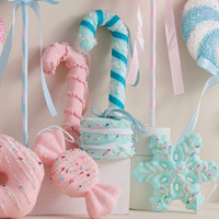 Nouveautés de Noël : Décorations suspendues de Noël - Sucettes canne à sucre, macarons, gâteaux, pendentifs d'arbre de Noël