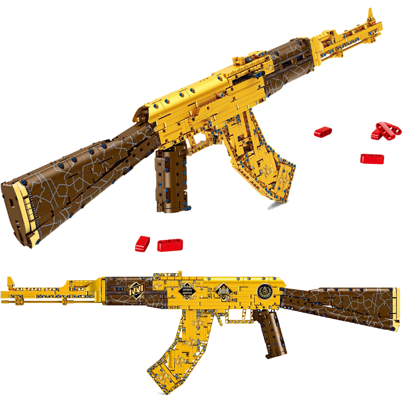 DK 2005 Military Weapon Gold AK47 Model Shootable Gun