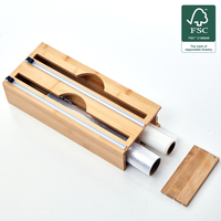 Organizer Dapur 3 in 1 Terbaru dari Kayu Bambu, Dispenser Plastik Wrap, Aluminium Foil, dan Cling Film dengan Pemotong untuk Laci