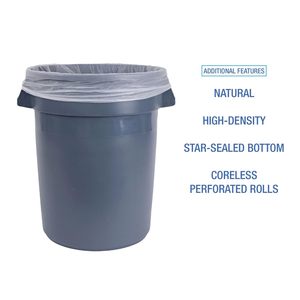 Rouleaux de sacs poubelles industriels sans noyau Boardwalk Z6640VNKR02, 33 pouces x 40 pouces, 33 gallons, 16 microns, haute densité, usage commercial - Product Image 5