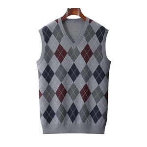 Casual Custom <strong>Argyll</strong> Men's Knitted <strong>Sweater</strong> <strong>Vest</strong> Wool Dark Blue Sleeveless Jacquard Knitted <strong>Sweater</strong> <strong>Vest</strong> for Men - Product Image 4