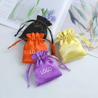 Sac à cordon en soie 100% de haute qualité, multicolore, sac cadeau en satin de soie, sangle, logo personnalisé