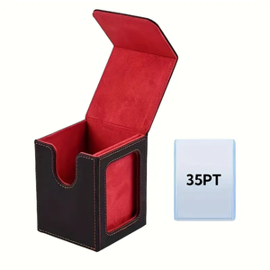 Boîte <span class=keywords><strong>de</strong></span> pont en cuir PU <span class=keywords><strong>de</strong></span> style moderne et écologique avec fonction <span class=keywords><strong>de</strong></span> retournement <span class=keywords><strong>de</strong></span> <span class=keywords><strong>jeu</strong></span> magnétique <span class=keywords><strong>100</strong></span> + porte-cartes pour logo personnalisable TCG - Product Image 1