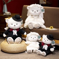 Robe de mariée en peluche brodée mignonne poupée ours cadeau de poupée de lancer de mariage festif pour les filles