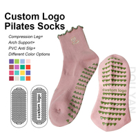 Chaussettes de sport professionnelles d'été, mi-mollet, rayées, antidérapantes, pour le yoga, avec technique de tricotage au bas