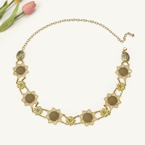 Cinturón de Cadena Metálica Vintage con <span class=keywords><strong>Flores</strong></span> para Mujer, Lujoso Cinturón Hueco con Diseño de Girasol, Cinturones de Vestir de Moda en Color Dorado, Joyería Corporal al por Mayor - Product Image 1