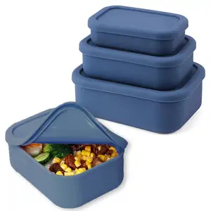 Custom Food Grade Silicone Lunch Box Portable Kids Bento Lunch Box BPA Free Silicone Food Storage Container
