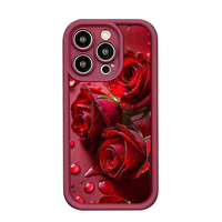 Coque de téléphone portable antichoc en TPU avec motif de roses rouges de luxe et protection d'objectif en forme d'échelle pour iPhone 11 12 13 14 15 16 17 18 Pro Max
