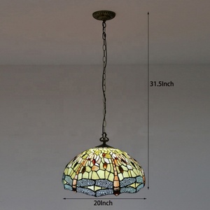 Lámpara Colgante Estilo Tiffany LongHuiJing con 3 Luces y Pantalla de 20 Pulgadas, Pantalla de Lámpara Hecha a Mano y Personalizada - Product Image 3