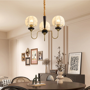 Lustre en tissu élégant de Style français plafonnier en bois de frêne pour la décoration de salon de restaurant de luxe - Product Image 5