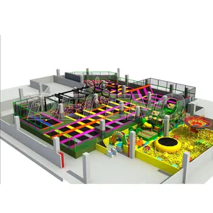 Trampoline Parks-popular Rectangle Trampolines-indoor Trampoline Park With Adult And Child Safety Nets For Sale