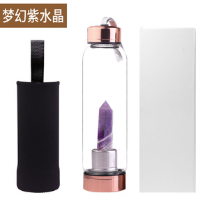 2026 Offre Spéciale Quartz Naturel Dimension Gemstone <span class=keywords><strong>Elixir</strong></span> Énergie Verre Parfum Améthyste Cristal Infusé Bouteille D'eau - Product Image 2