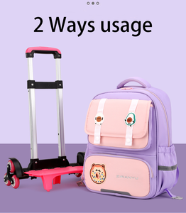 Sacs d'école à roulettes pour enfants, mignons et de grande capacité, cartables pour élèves du primaire, sacs à dos à roulettes détachables pour filles et garçons - Product Image 5