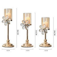 Centre de table de mariage : Ensemble de chandeliers en verre ambré et transparent avec base en métal électroplaqué