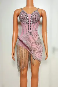 2025 Năm Mới Phụ Nữ Hiệu Suất Nữ Hoàng Ăn Mặc Fringe Khoan Rhinestone Vegas Showgirl Bóng Gown Pha Lê Đảng Samba Sexy Sequined - Product Image 6