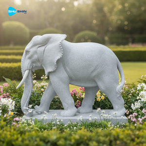 Büyük Boy El Yapımı Avrupa Fil Mermer Heykeli Beyaz Heykel Parklar ve Tapınaklar İçin Dış Mekan Kullanımı İçin - Product Image 2