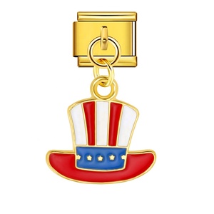 Abalorios colgantes de acero inoxidable de 9 mm con diseño de bandera estadounidense patriótica, estilo italiano, para pulseras, joyería de moda para el Día de la Independencia - Product Image 3