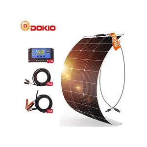 DOKIO 100W Flexible Solar Panel with 10A Charger controller Waterproof solar set system for Home/Car/Camping/Boat