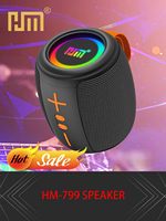 HM-799 Haut-parleur Bluetooth portable sans fil avec lumières RGB colorées, super basses stéréo, en tissu, radio FM/TF – Meilleures ventes et prix abordable