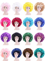 Bonnet en satin extra large avec ruban extensible pour bonnet de nuit avec bandeau noué, couleur unie, adapté au quotidien et aux fêtes