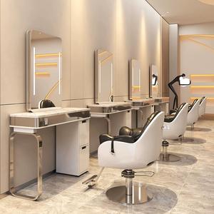 Muebles de salón de belleza Barbería Espejo con luces LED Montado en la pared Salón Espejo Estación Peluquería Maquillaje Espejo - Product Image 6