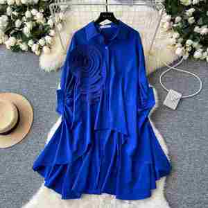 Vestido Maxi de Otoño Tejido, Transpirable, Ecológico, Lavable, con Cuello en V, Asimétrico, Línea A, para Mujer, Estilo Imperio, Rojo, Negro, Amarillo, Blanco - Product Image 3