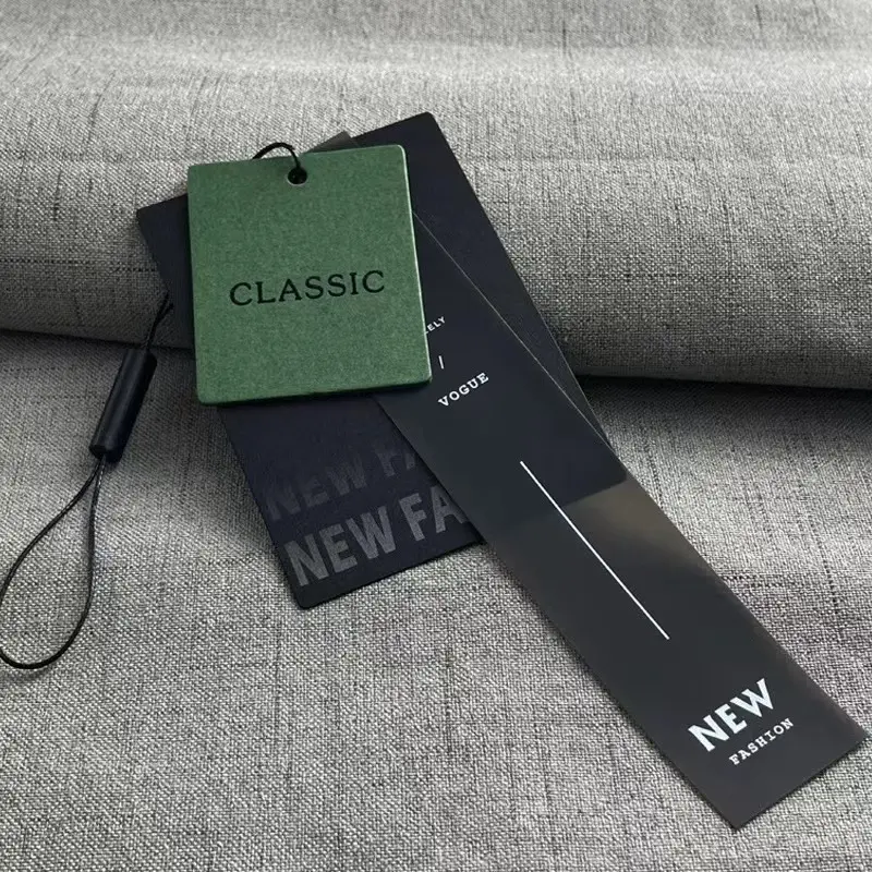 Custom Luxury Garment Swing Tags Clothes Label Printing Name Logo Plastic Hang Tag With String Paper Hangtags For Clothing