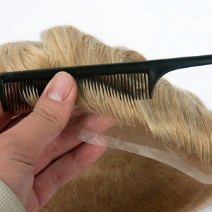 HOT SALE Yuanzhen <b>Toupee</b> for Men 100% Virgin INDIAN Remy Hair Lace 0.01 French Lace Base Straight 110% Density 38mm Texture - Product Image 5