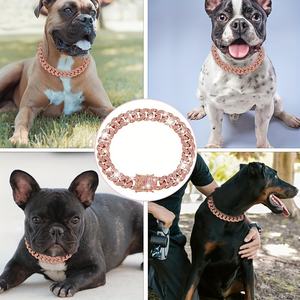 Luxuriöses Kubanisches Hundehalsband mit Kristallverzierung Metallkette für Kleine/Mittelgroße/Große Hunde - Product Image 5