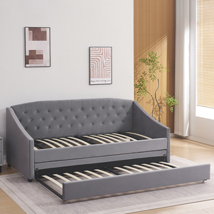 Sofá Cama Individual Moderno Tapizado en Lino Gris para Dormitorio con Cama Nido, Venta al por Mayor - Product Image 1