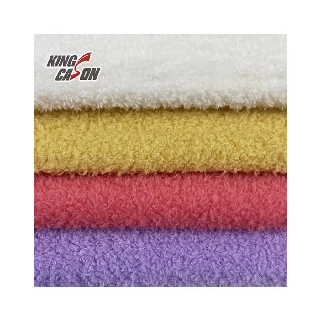 Kingcason vendita calda Fluffy 100% poliestere tessuto Sherpa colore personalizzato nuvola tessuto Sherpa per indumenti
